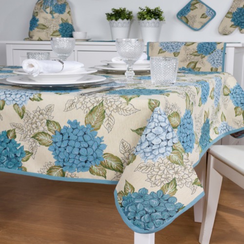 Tafelkleed serie - luxe gobelinstof - Hortensia grote bloemen Quality Home Shopping