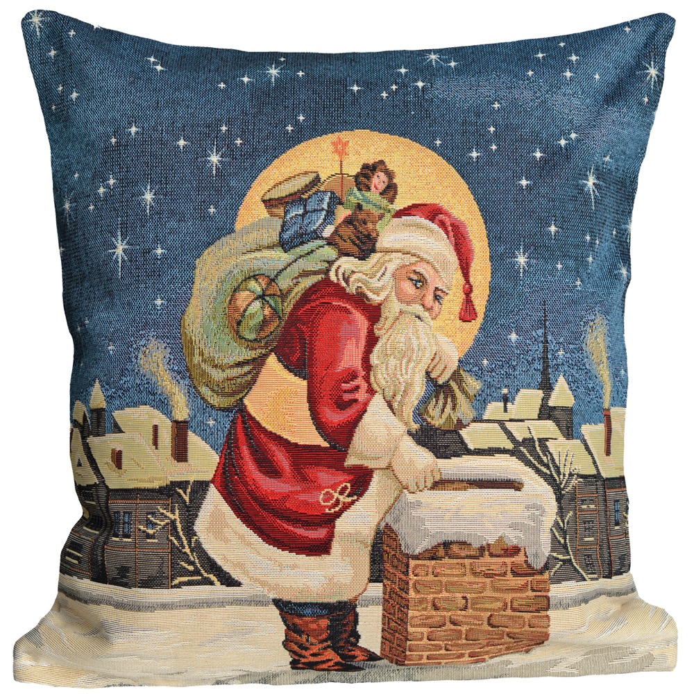 Kussenhoes - luxe gobelinstof - Kerst - Christmas Eve - Kerstman - cadeautjes - cm • Quality Home Shopping