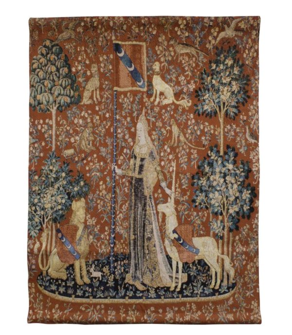 Wandkleed - Wandtapijt - Lady & Unicorn - Dame en de Eenhoorn - Sense of Touch - 120 x 85 cm