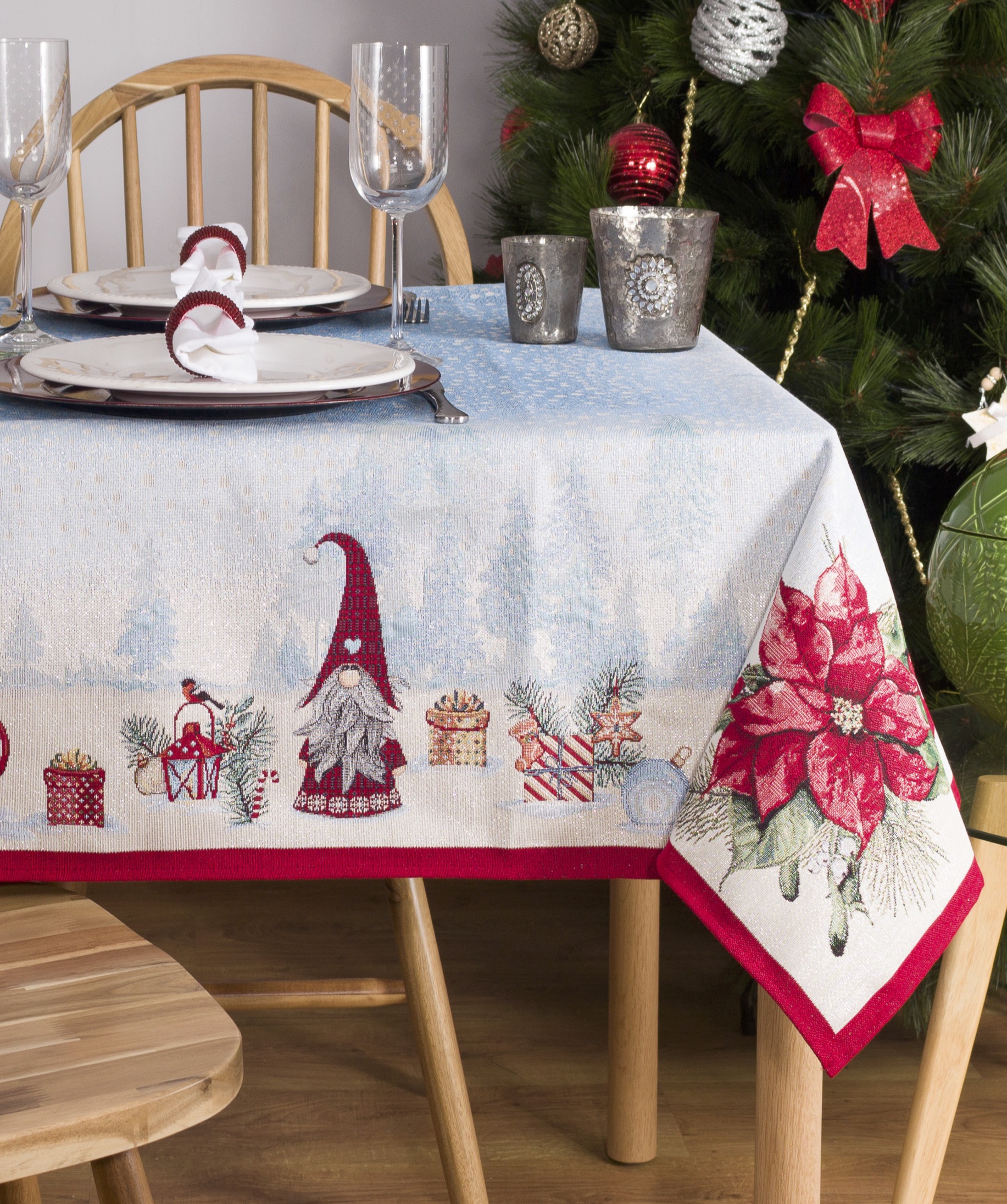 Secretaris Ongrijpbaar Anoniem Tafelkleed serie - luxe gobelinstof - Christmas Village - Kerst -  Kerstbloem - Kerstdorp • Quality Home Shopping