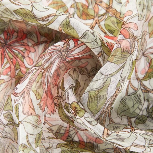 100% pure zijde - kunst sjaal - Honeysuckle - Kamperfoelie - May Morris
