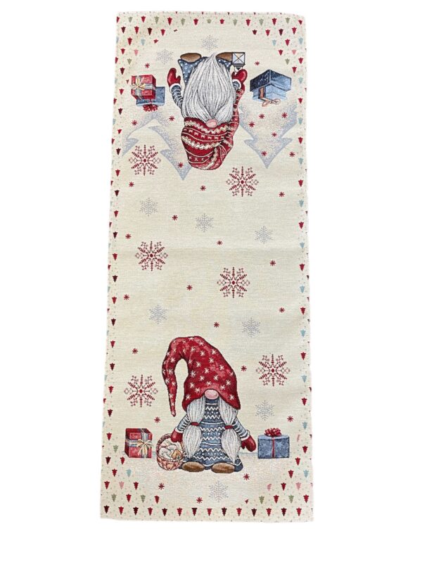 Tafelloper - Gobelinstof - Kerst - Christmas Couple - Kabouters - Gnomes - Loper 40 x 100 cm