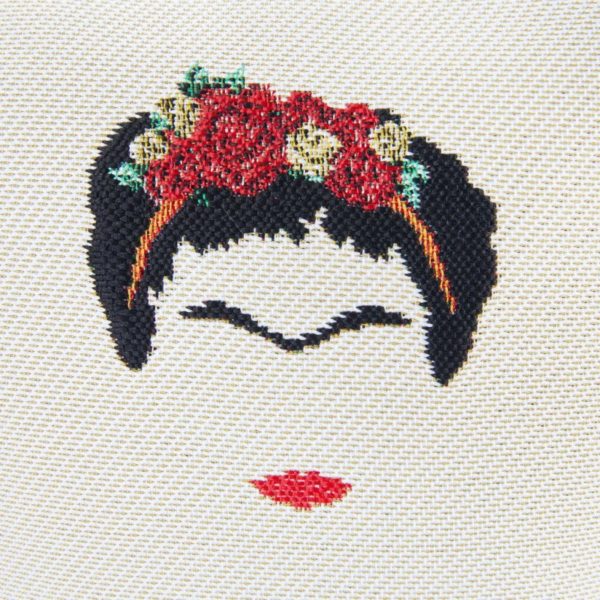 Kussenhoes - Luxe Gobelinstof - Frida Kahlo - creme achtergrond - 45 x 45 cm