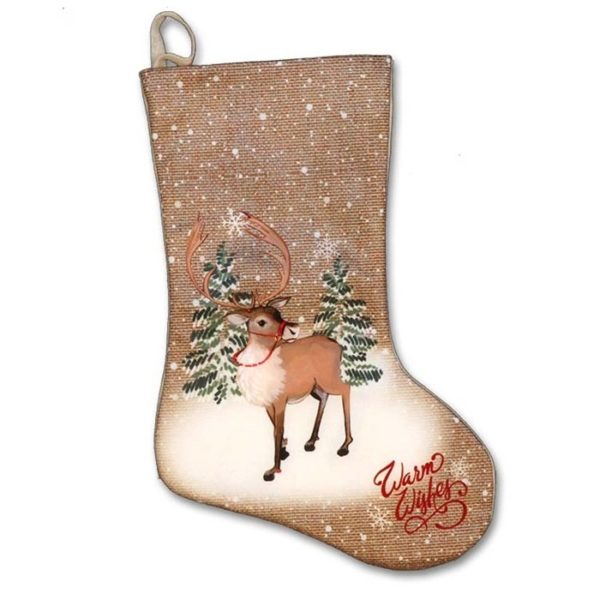 Kerstsok - Christmas Stocking - Santa -Brown - Hert - sokken - Kerst