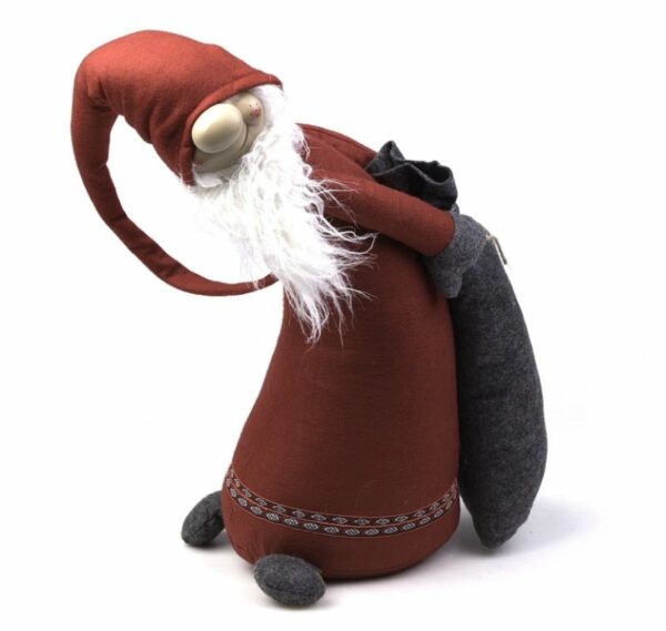 Wichtel - Kerst - Santa with grey bag - Kerstman en cadeautjes zak - 45 cm