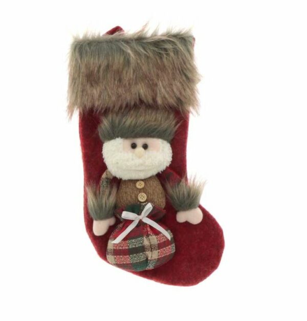 Kerstsok - Christmas Stocking - Vidar - sokken - Red Santa - Rode Kerstman - 17x34 cm