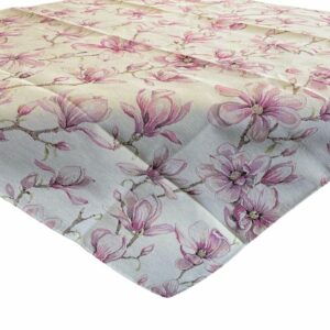 Tafelkleed - Luxe Gobelinstof - Magnolia - roze bloemen - Vierkant 100 x 100 cm