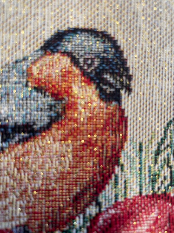 Tafelkleed - luxe Gobelinstof - Kerst - Noel Birds- Kerstbloem - Vogel - loper 40 x 100 cm