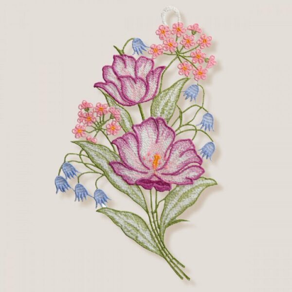 Raamdecoratie - Raamhanger - Lila bloemen - blauwe bloemen - Voorjaarsbloemen - met zuignap