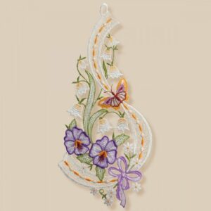 Raamdecoratie - Raamhanger - paarse bloemen - vlinder - met zuignap