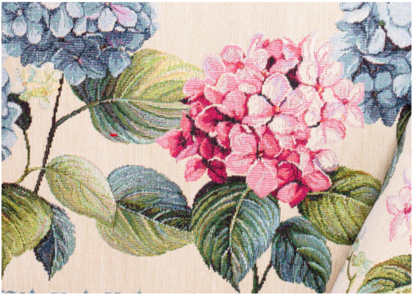Kussenhoes - Gobelinstof - Ciano - Hortensia - Bloemen - roze - blauw - 45 cm