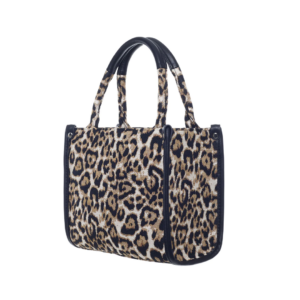 Signare – Luxe City Bag – Small – gobelinstof – Leopard – Luipaard – Bruine vlekken