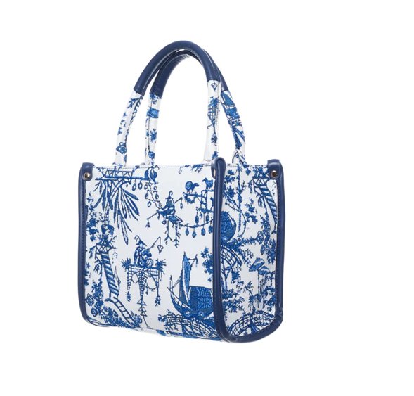 Signare – Luxe City Bag – Small – gobelinstof – Chinoiserie - Blue - Blauw