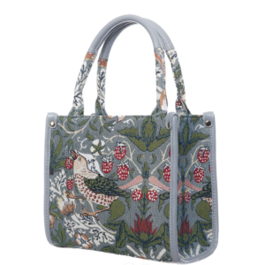Signare – Luxe City Bag – Small – gobelinstof – Strawberry Thief Grey - Grijs - William Morris